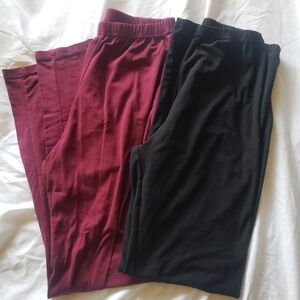 Burgundy and Black Pants Set